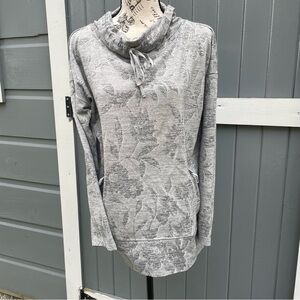 Talbots Light‎ Gray Floral Cowl Neck Top